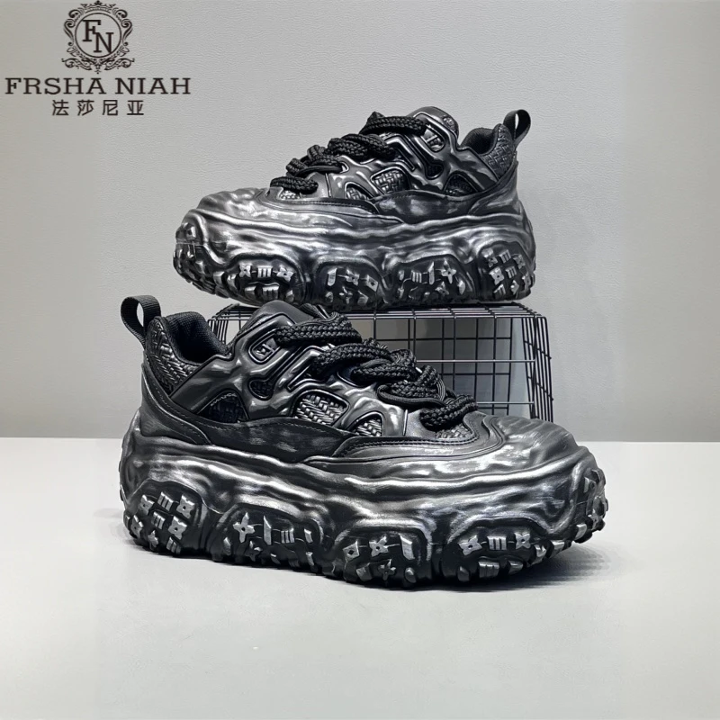 法莎尼亚缓震透气老爹鞋秋季新款潮流时尚男鞋厚底增高休闲运动鞋