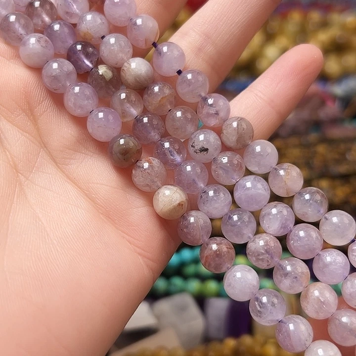 玛瑙/玉髓合金珠宝半成品W173。8mm天然紫水晶圆珠一条