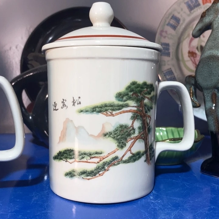 瓷片炻器瓷迎客松办公杯