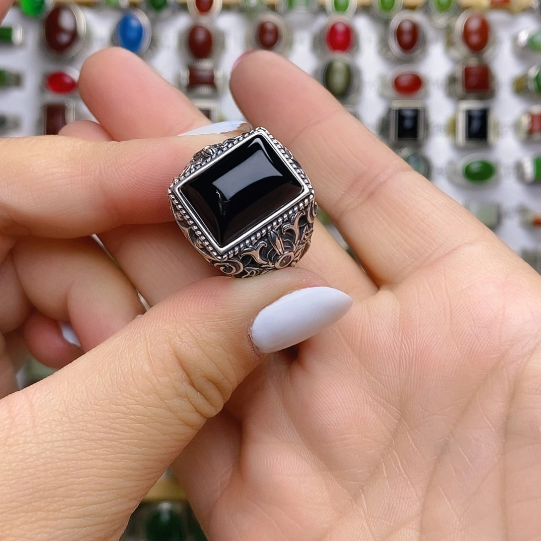 玛瑙/玉髓戒指银S925镶嵌ジ***ベ