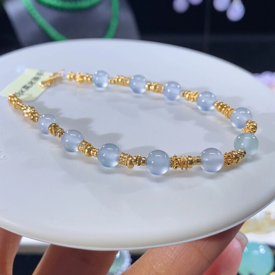 翡翠未镶嵌颈饰翡翠18k金高冰珠手链