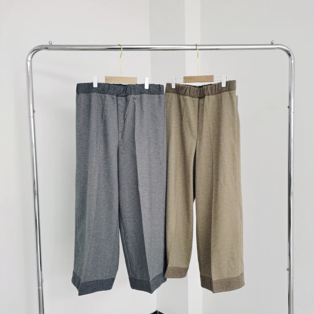 M223 两色宽腰头休闲阔腿裤