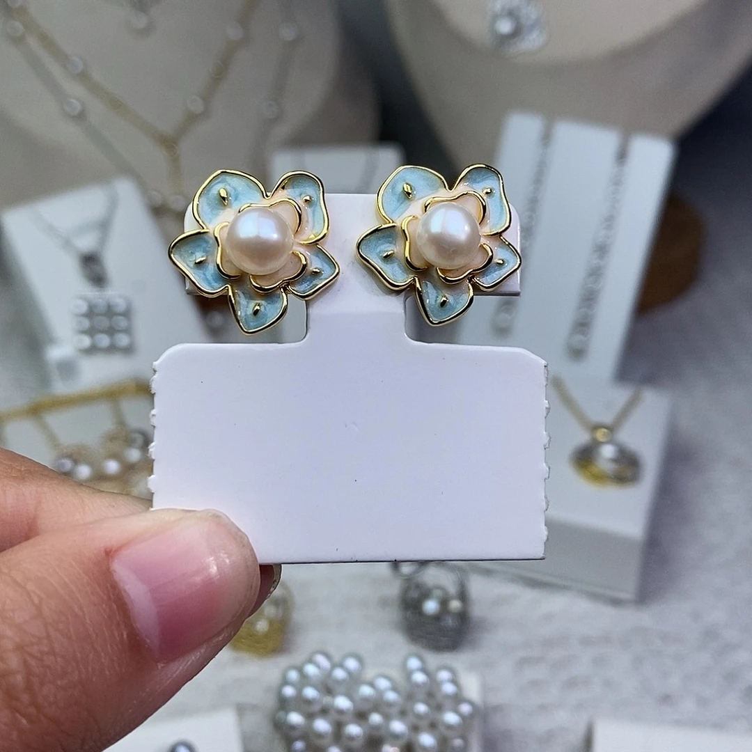 耳饰淡水珍珠银S925镶嵌