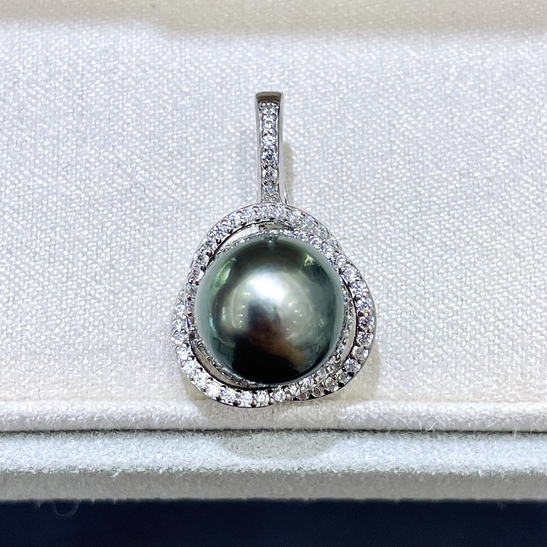 海水大溪地珍珠 S925银鸟巢款珍珠吊坠 10-11