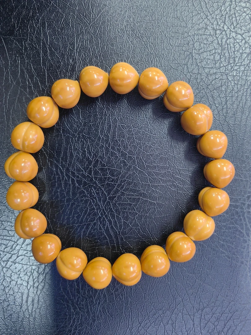 非金属木质手链 汐梦-猴头核桃小屁桃手串亮面高抛女款时尚百搭