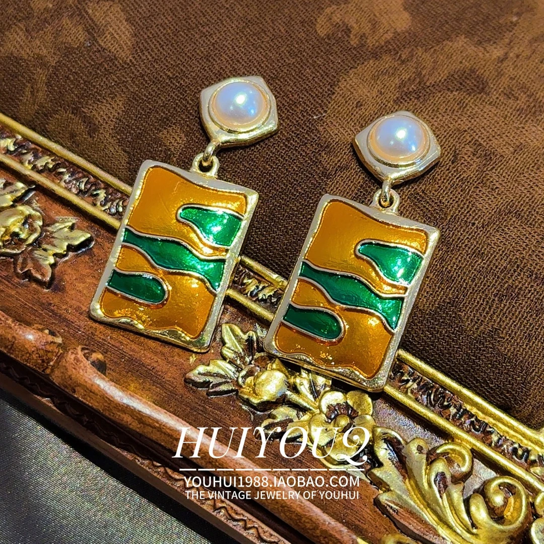 铜合金耳饰 铜合金【波斯蜜语】撞色设计感耳钉576