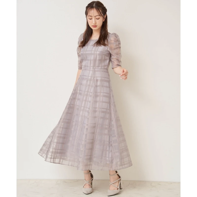 【Montendre】 秋冬上新 N 气质优雅显瘦收腰网纱格纹连衣裙
