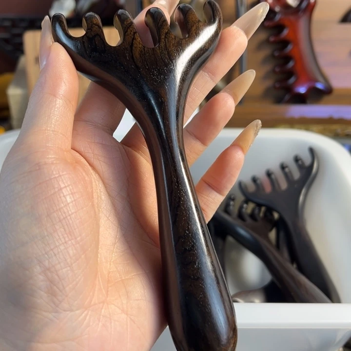 紫光檀木鹿角按摩梳微瑕