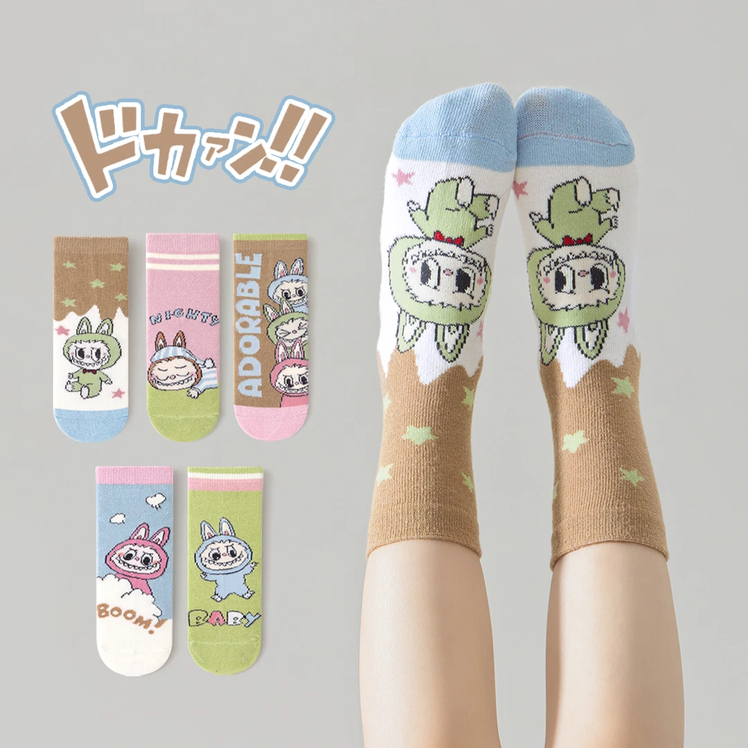 女童袜子春秋季卡通女孩宝宝中筒潮流棉袜中大童布布萌系秋冬童袜