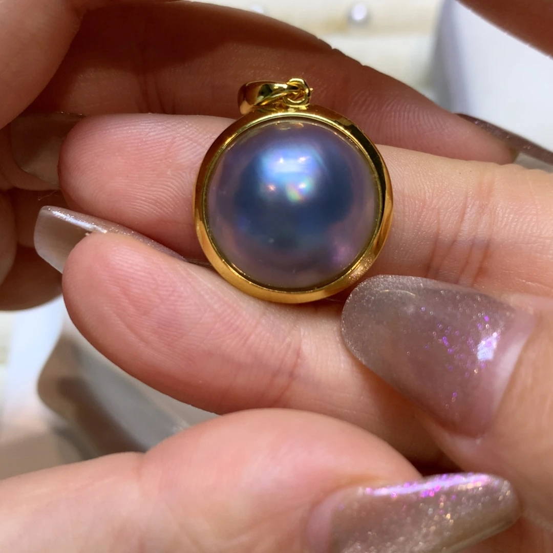 银S925镶嵌拼合珍珠（马贝珠）颈饰