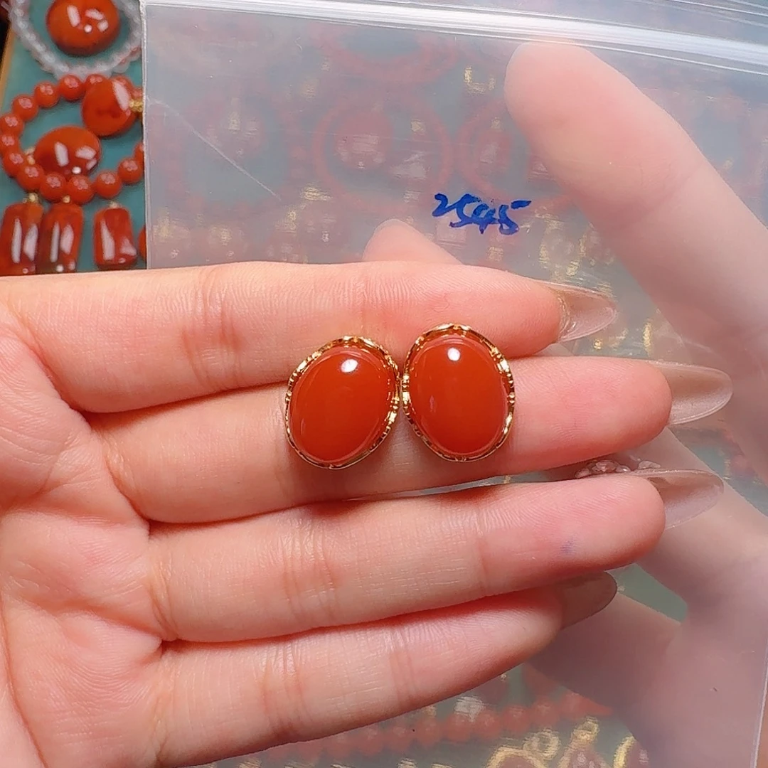 立***银南红玛瑙银S925镶嵌16+