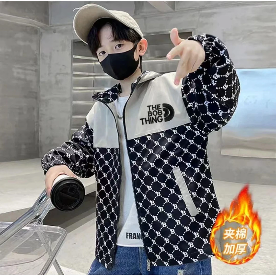 【春季夹棉加厚】男童棉服外套秋冬款冲锋衣2024新款儿童装中大童