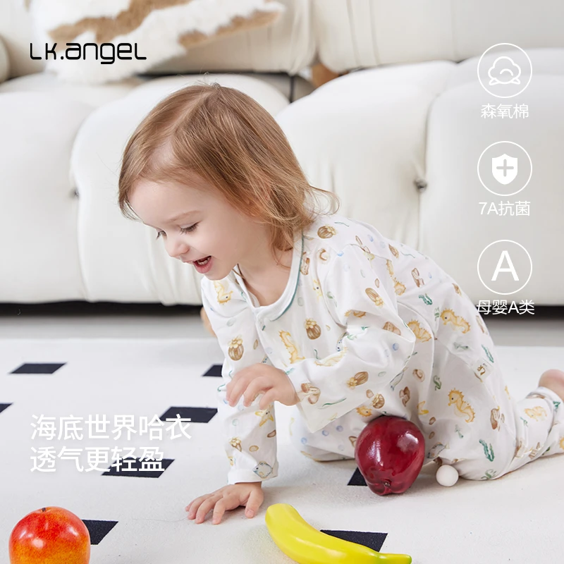 LK男宝夏季薄款纯棉新生儿连体哈衣衣服婴儿外出服爬爬服21230D