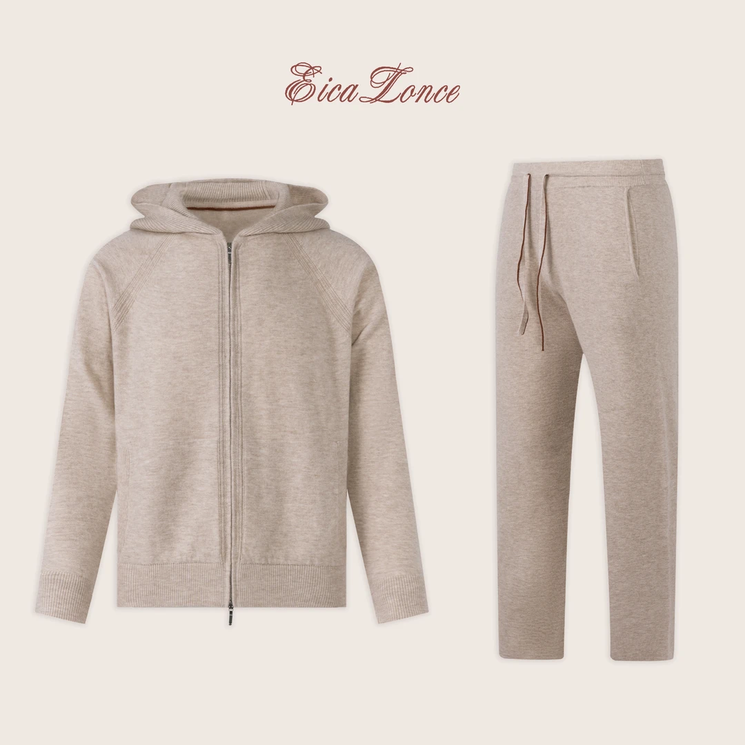 意卡伦萨意大利LP同款国王的礼物定制纱线超细羊毛精纺连帽套装男