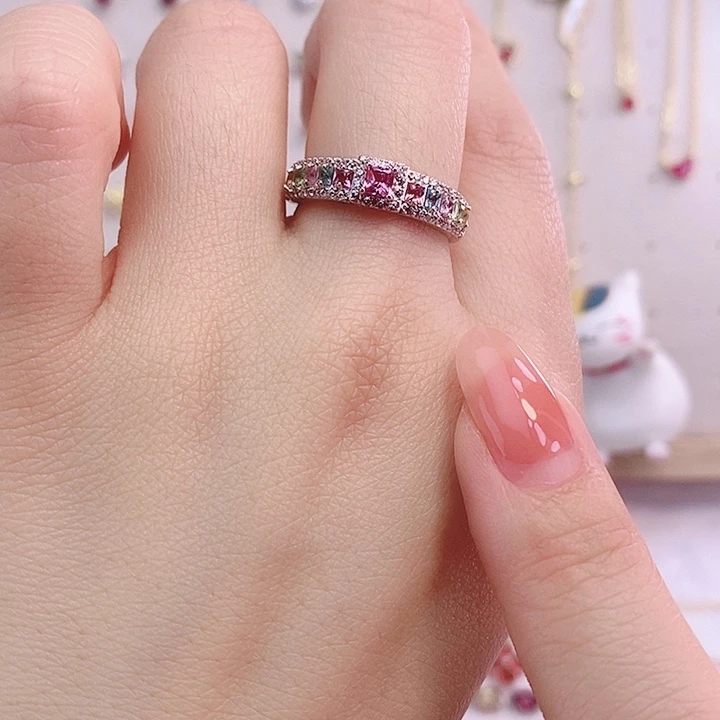 碧玺戒指银S925镶嵌戒指