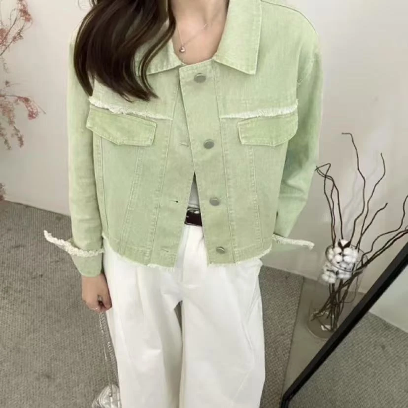 【BK】419/5111/160糖果色高街牛仔外套女时尚短款宽松