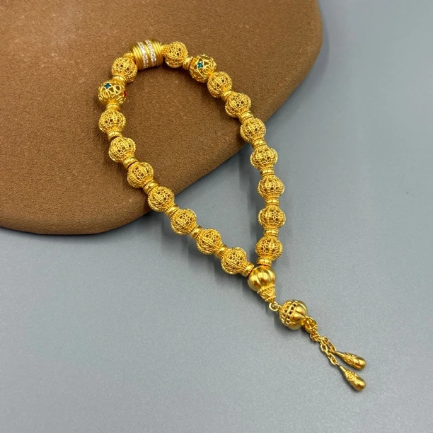 足银珐琅手链 南瓜花丝玲珑珠手串百搭高级显质感