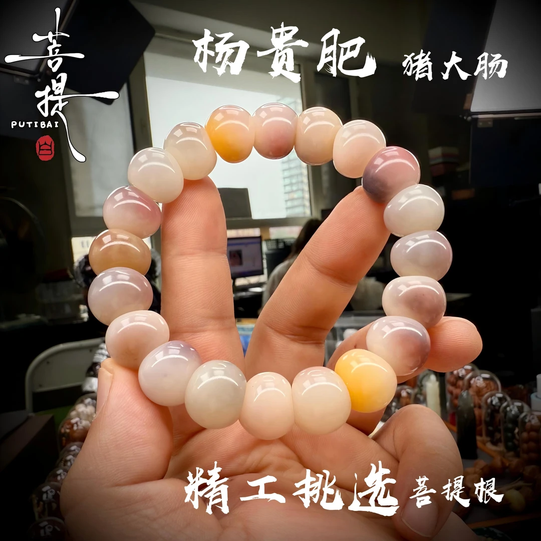 PUTIBAI菩提白 纯天然无染色杨贵肥猪大肠菩提根男女文玩手串圈