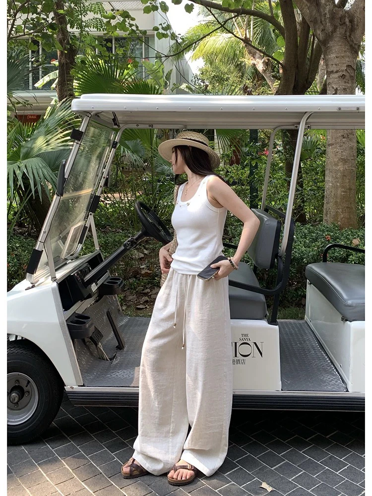 86020 韩系简约夏季抽绳窄版休闲裤（裤长103左右）