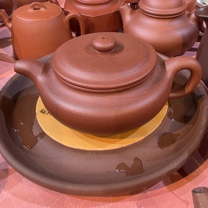 紫砂茶壶底槽青精工扁腹220c