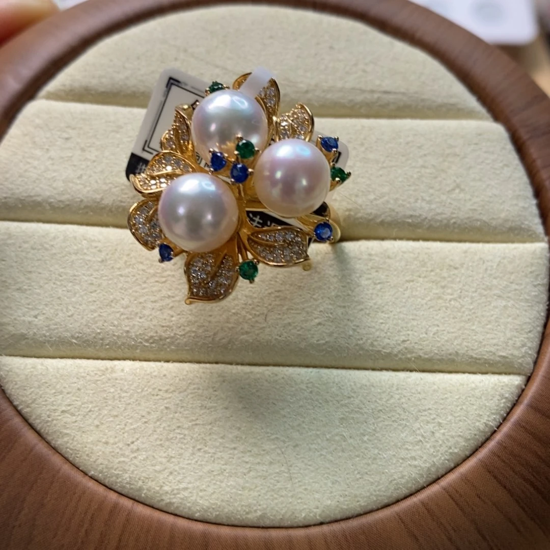 海水珍珠戒指银S925镶嵌