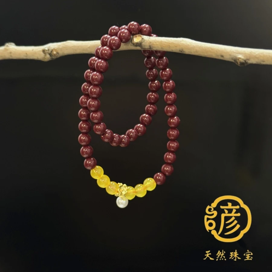 天然辰砂高含量含辰砂本命玛瑙双圈百搭女款手串多样性发-ZS0052