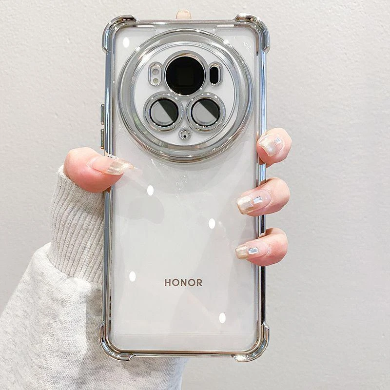 镜头全包适用荣耀magic6pro手机壳电镀四角气囊防摔magic5透明壳