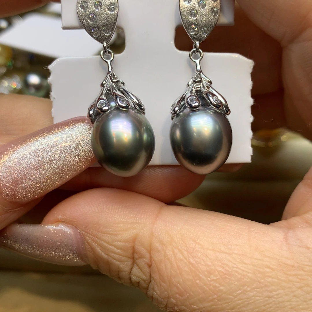 银S925镶嵌耳饰海水珍珠