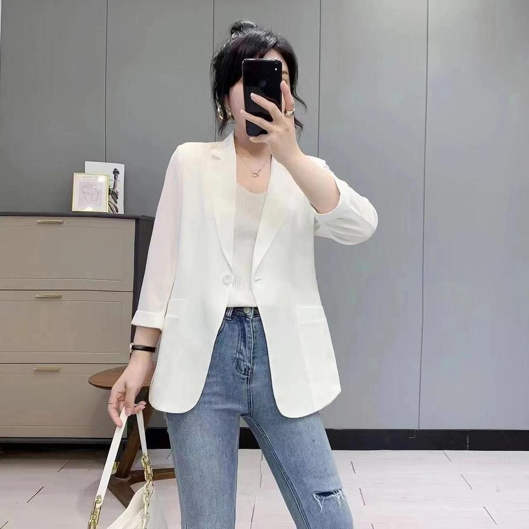 2025夏季防晒休闲西装薄款网红小个子外套百搭显瘦时尚高雅小西装