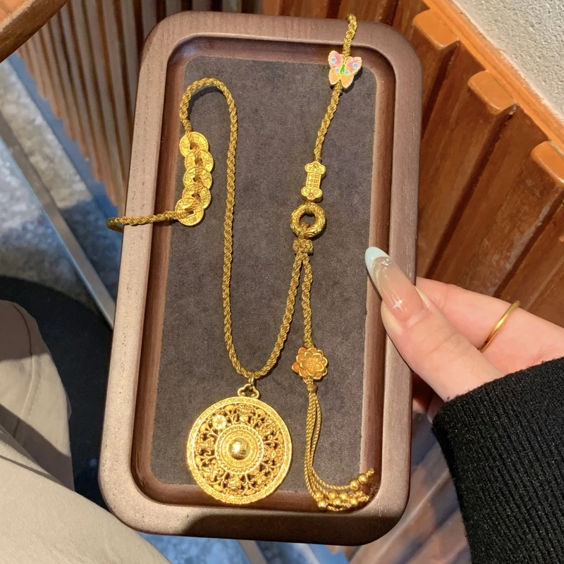 铜合金项链 新中式国潮风丨福字吉祥八宝罗盘五帝钱套链 R006