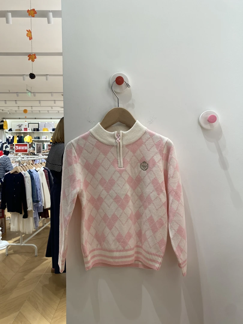 POLOWALK25年秋冬儿童中高领半拉链针织衫女童