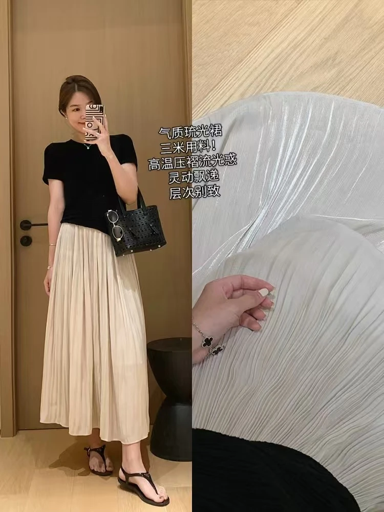 CINELATIUM/仙妮蕾德秋新款流光纱半身裙薄款女大摆a字裙瘦中长裙