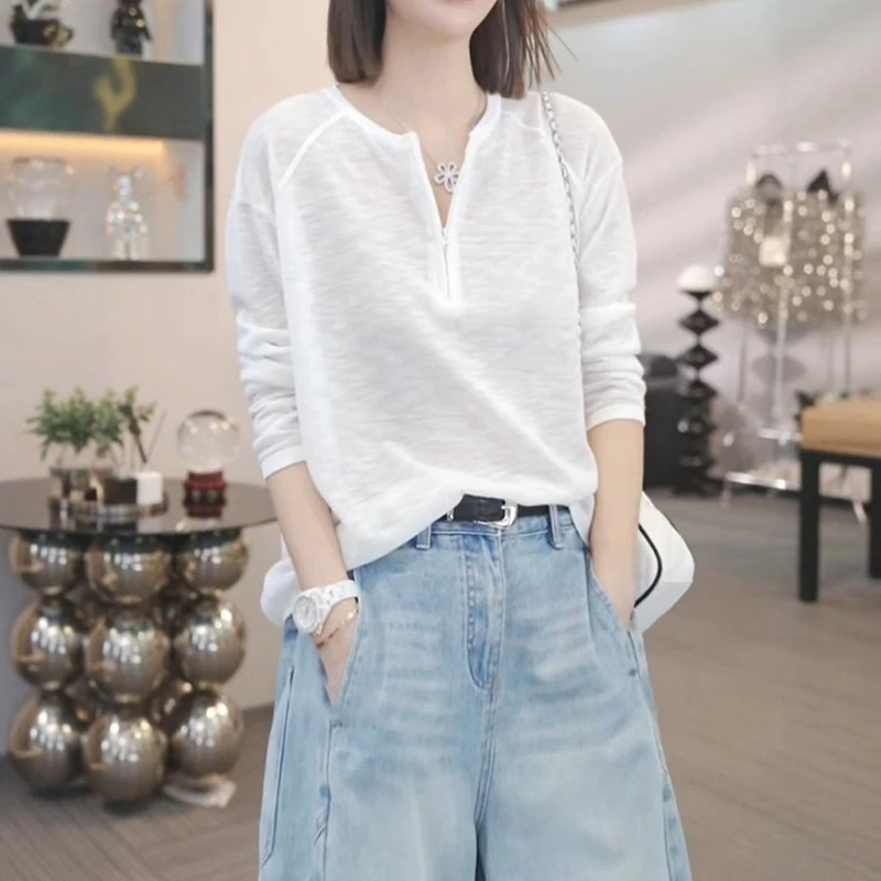 10086大码胖半拉链薄款防晒罩衫长袖T恤女夏季宽松60013