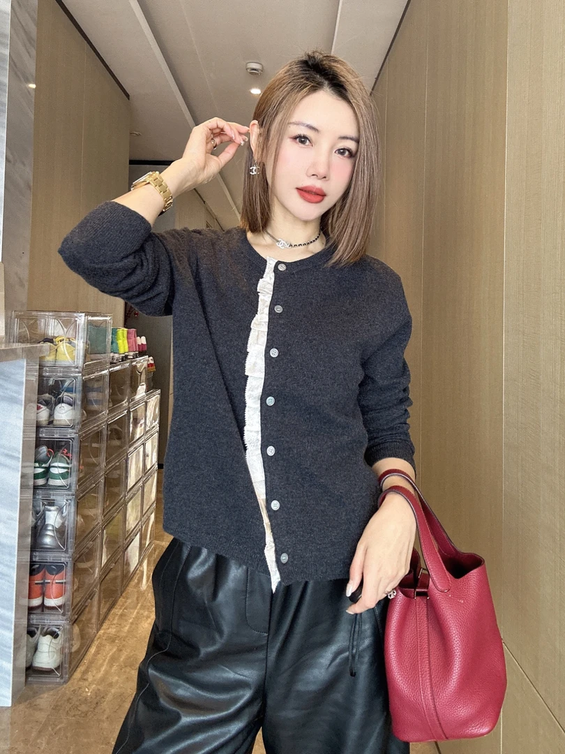 【CM】假两件木耳边开衫M4W1216