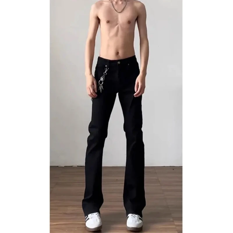 徐太浪vibe黑色牛仔裤男春秋cleanfit美式微喇裤子高街显瘦直筒裤