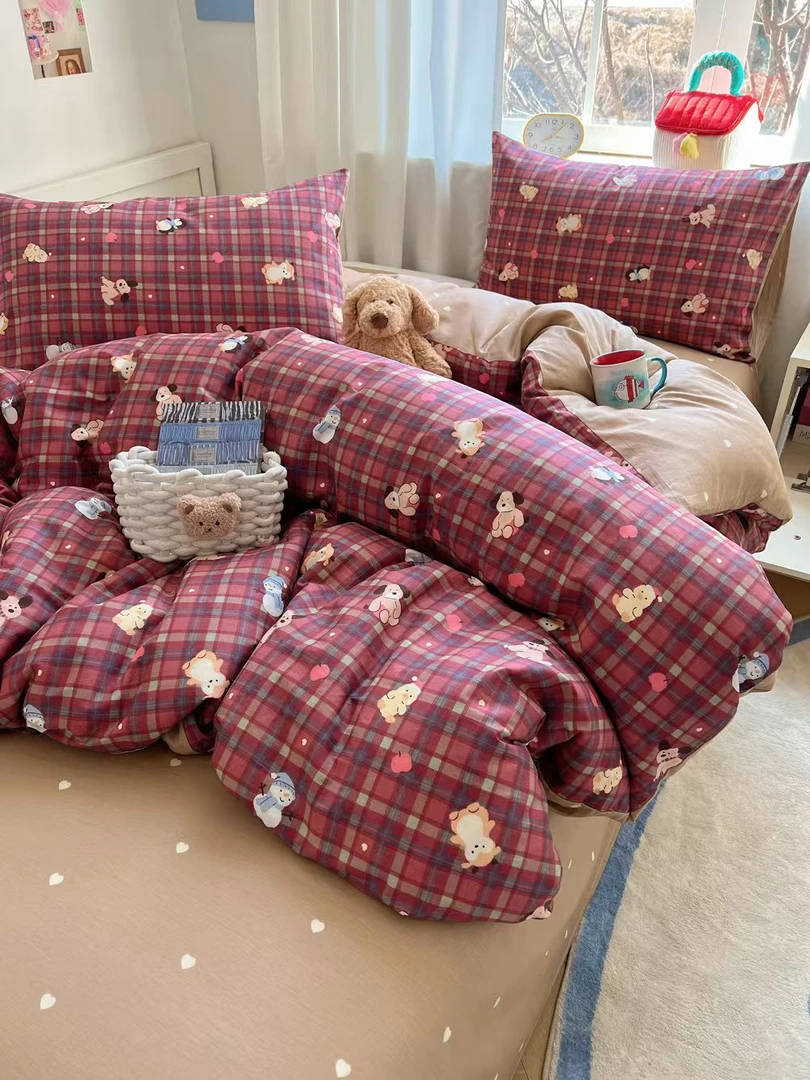 四季款小清新可爱卡通全棉三件套四件套柔软亲肤