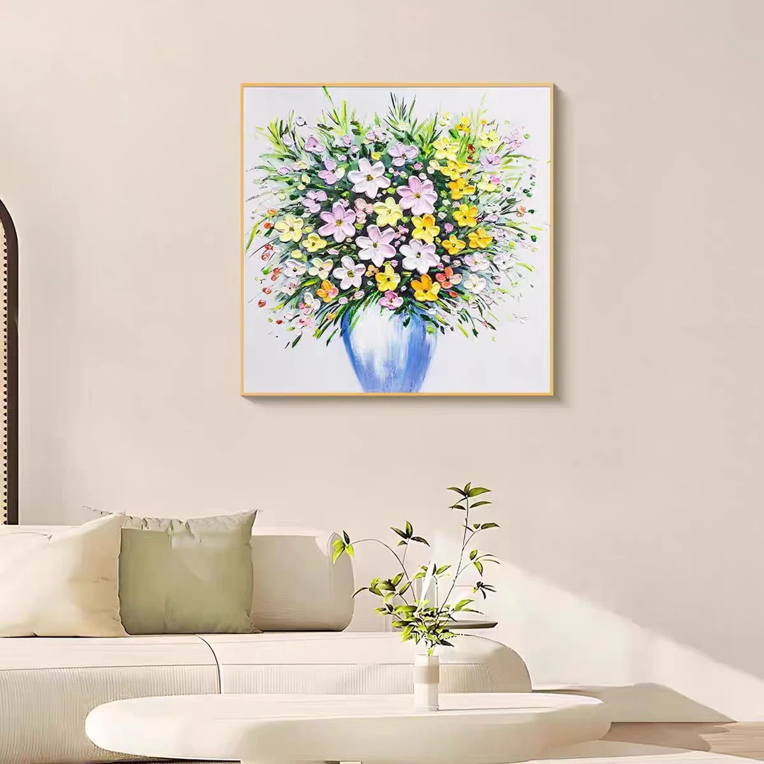 清新简约花卉肌理画餐厅装饰画客厅挂画现代简约壁画8080