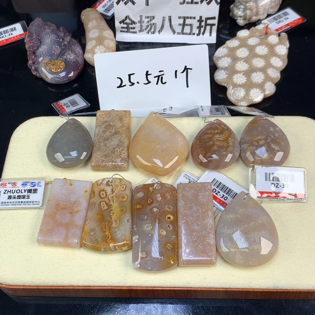 【闪购商品】颈饰未镶嵌硅化珊瑚（珊瑚玉）15号吊坠30米一个可挑