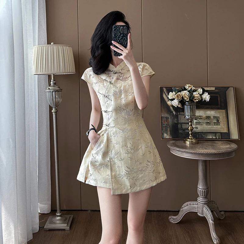 秋季洋气减龄时尚国风改良新中式套装女短裤气质绝美旗袍裙两件套