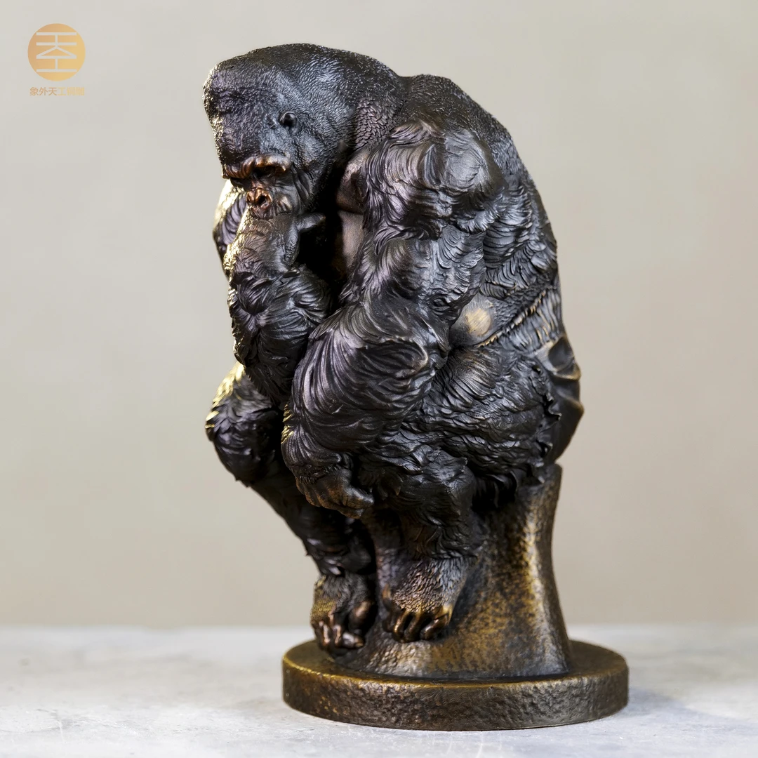 象外天工【国潮】金刚思想者猩猩全铜艺术家原创雕塑玄关动物猴