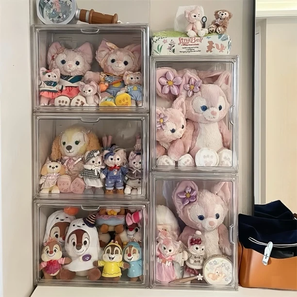 娃三岁盲盒收纳大容量展示盒毛绒玩具娃娃柜迪士尼玩偶公仔展示盒