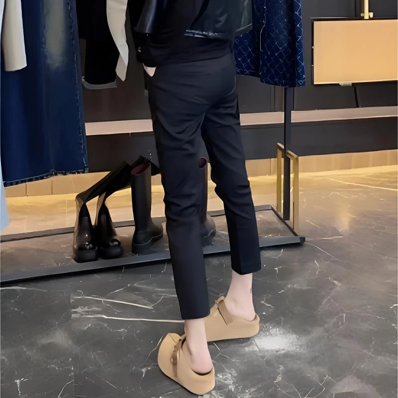 2025秋季新款纯色气质洋气西裤大码女装高腰显瘦时尚休闲烟管裤子