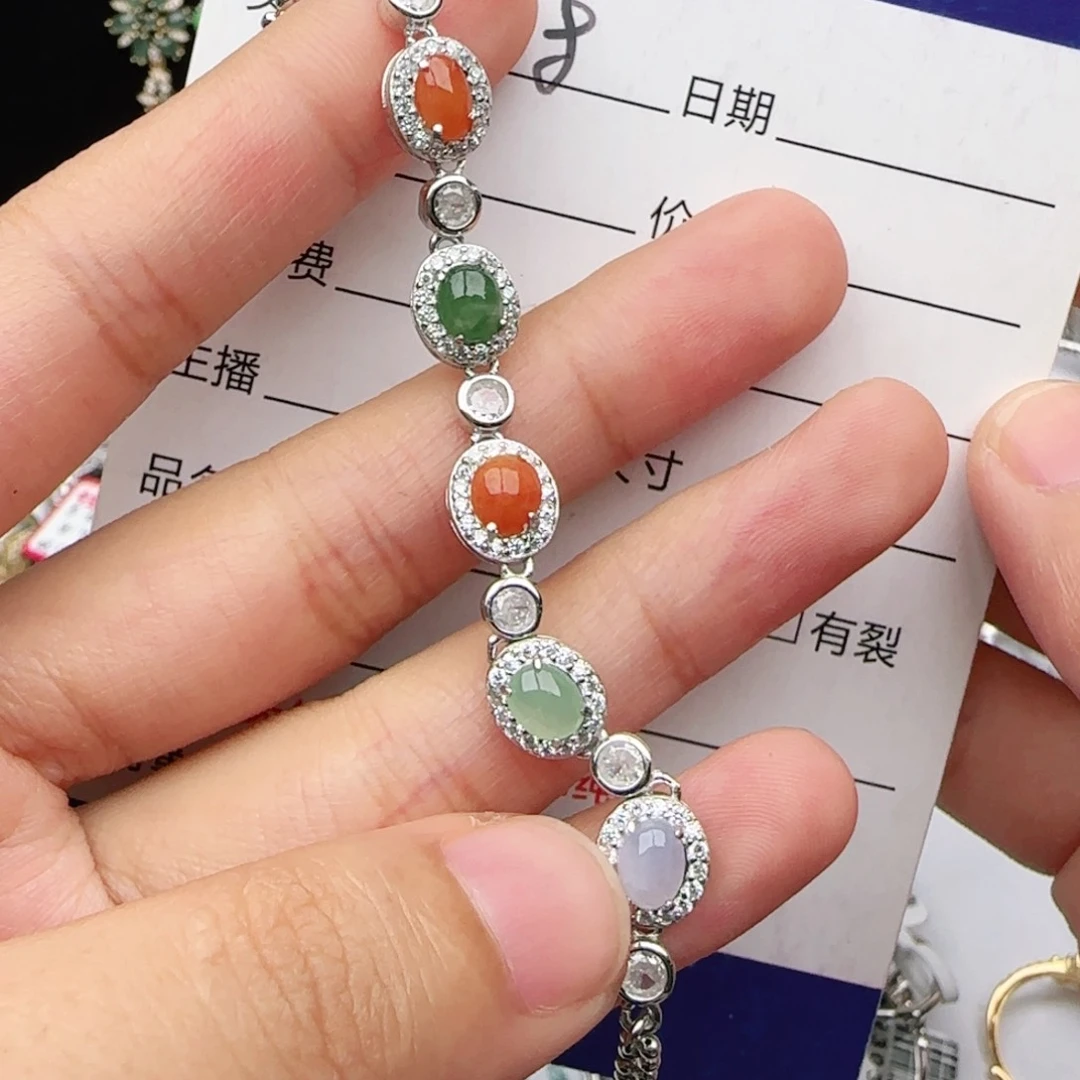 翡翠戒指银S925镶嵌耳饰