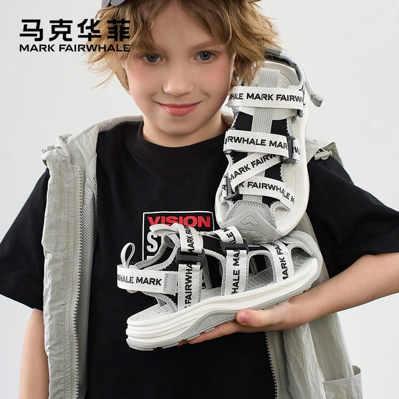 马克华菲包头轻便男童户外沙滩鞋软底凉鞋男孩魔术贴夏季儿童凉鞋
