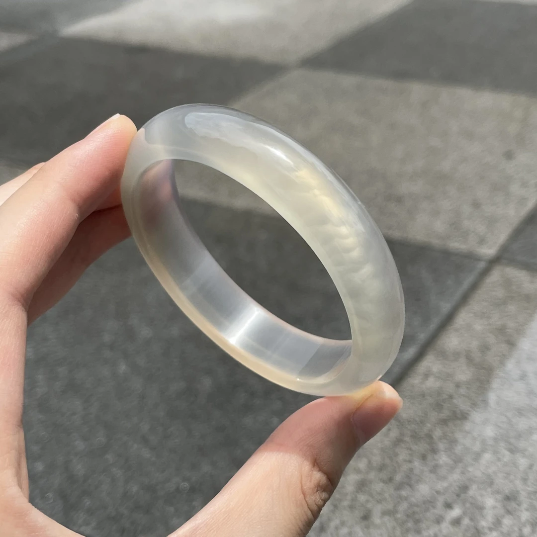 圈口56小宽胎马料玻璃底飘水草飘一节龙鳞纹-玛瑙