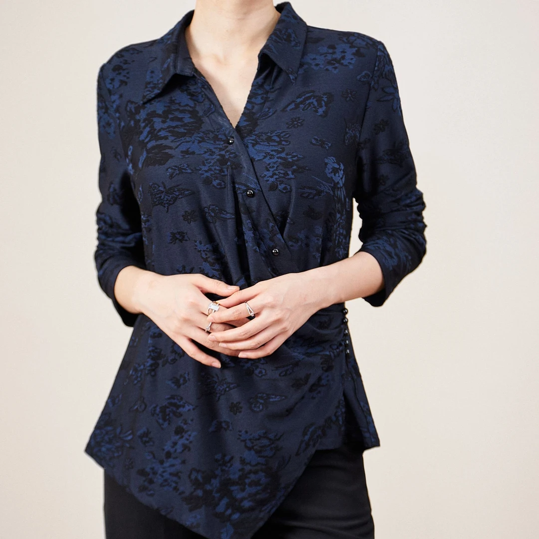 2025年新款法式提花春季长袖衬衫领休闲衬衣#LE-SY170