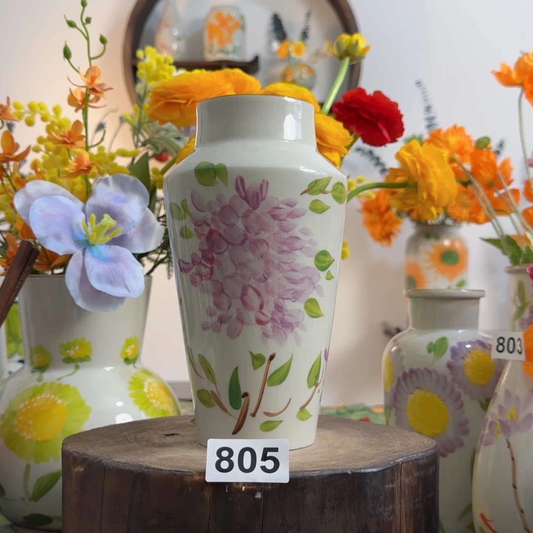 摆件景德镇陶瓷手绘小花瓶摆件无孔