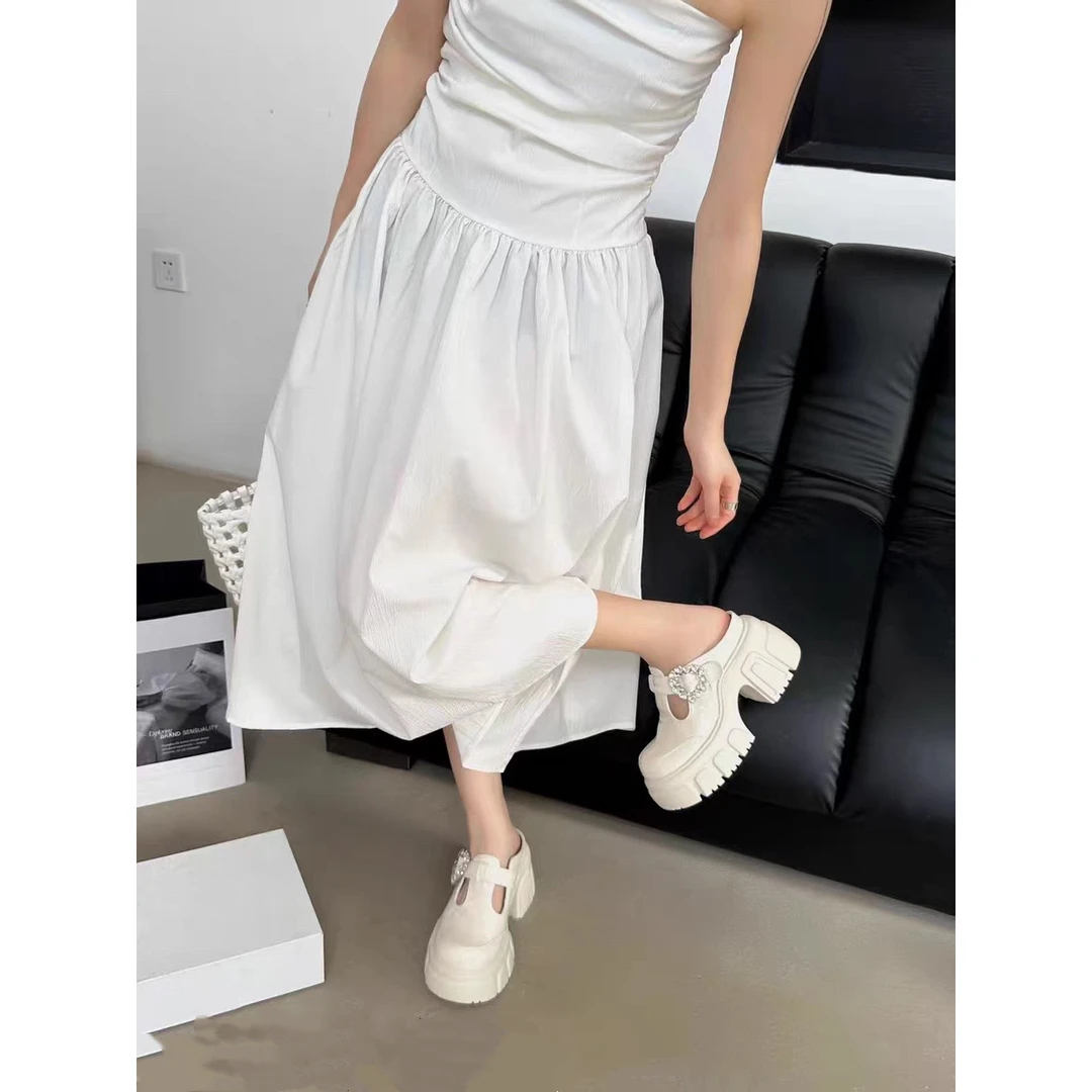 C6638   米白色  夏季时尚2025新款厚底包头时装拖鞋