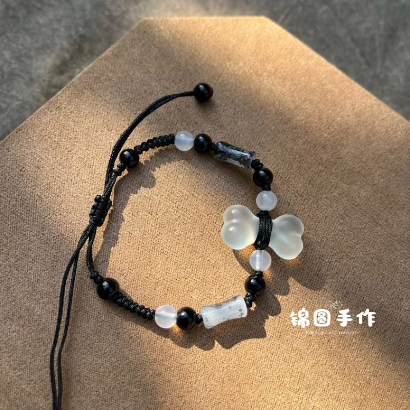 纯天然岫玉老师傅纯手工雕刻小骨头手链(多样性发一)