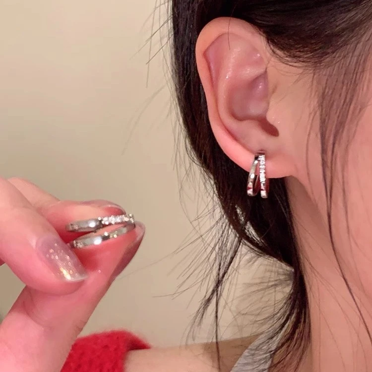 925银耳饰 百搭轻奢法式日韩小流苏耳饰精致复古几何形耳环拼色